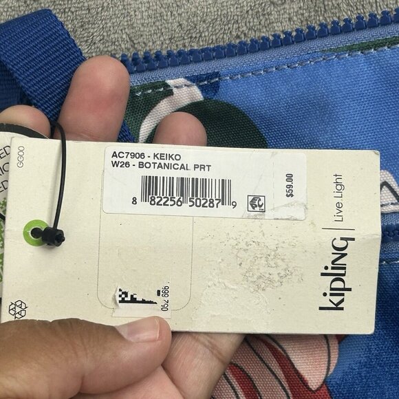 Kipling Women's Keiko Travel Shoulder Crossbody Bag Blue Botanical Abstract - Picture 11 of 15